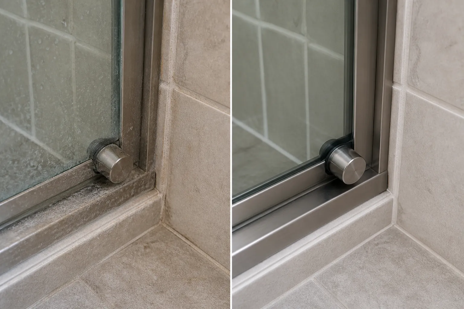 Representative before-and-after shower detail cleaning preview