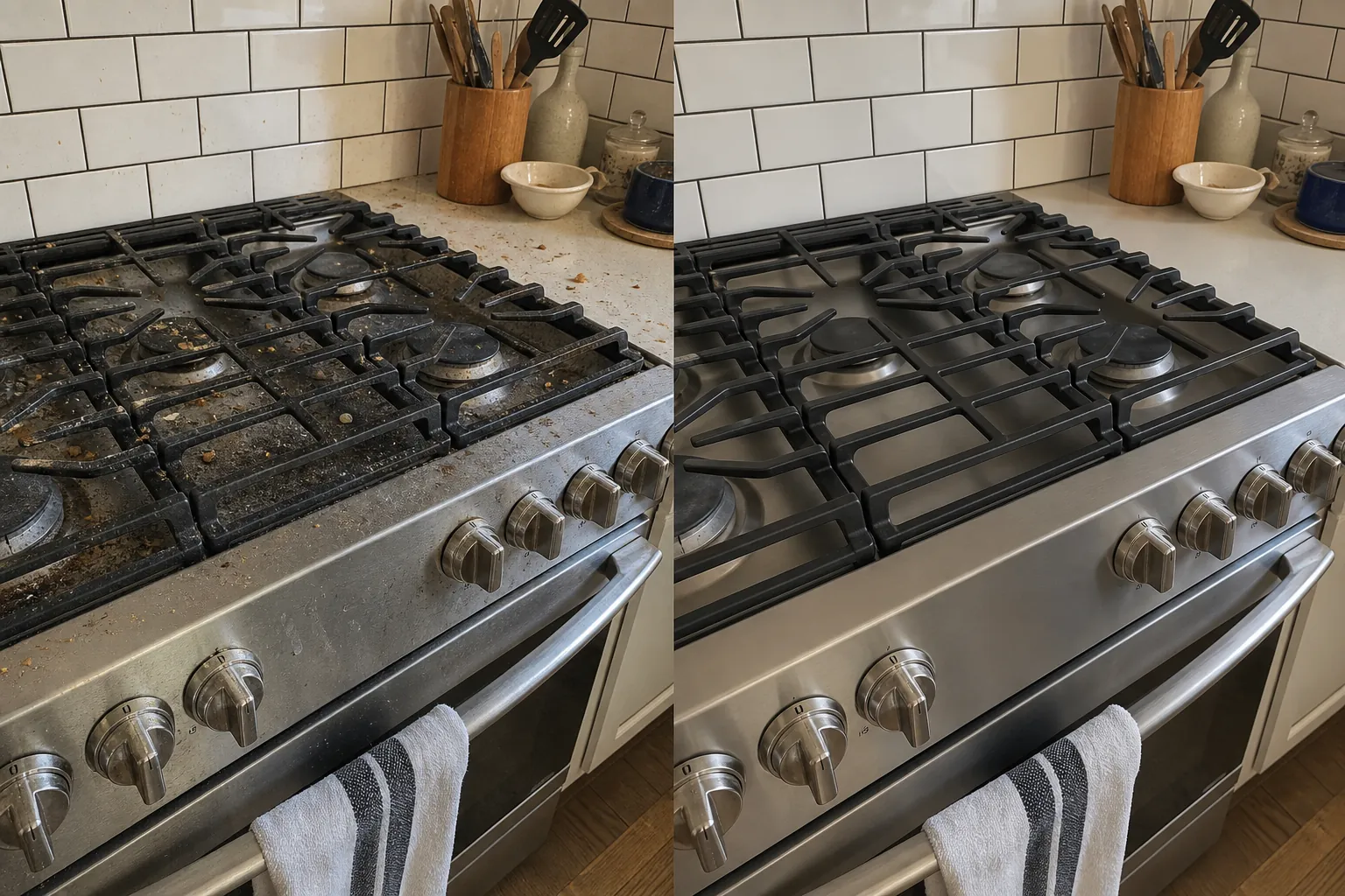 Representative before-and-after stovetop cleaning preview